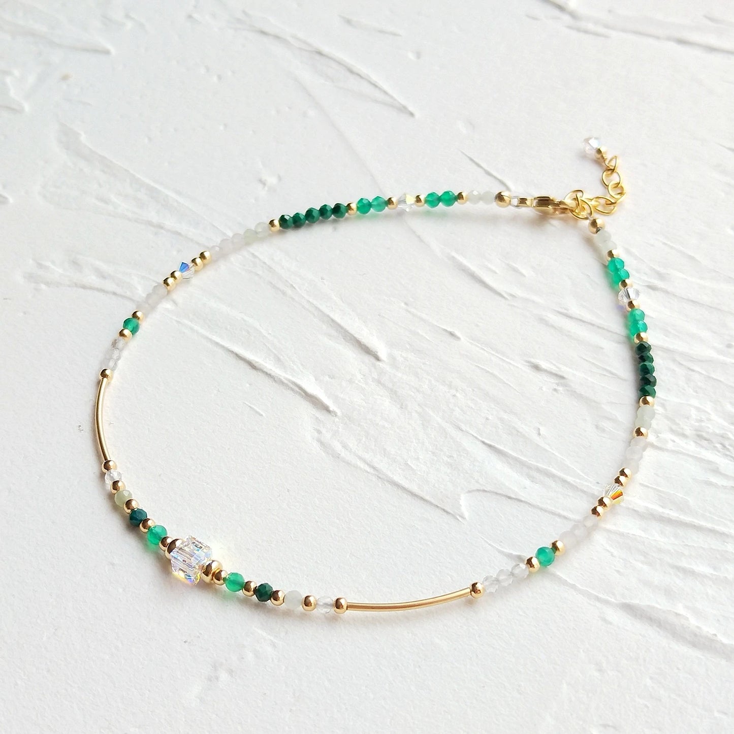 Jade Gold beaded Anklet - 1 pc