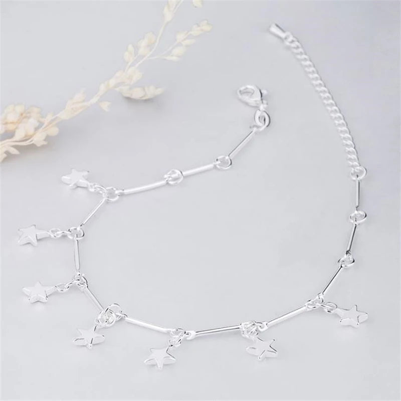 Sterling Silver Star Dangle Anklet - 1 pc