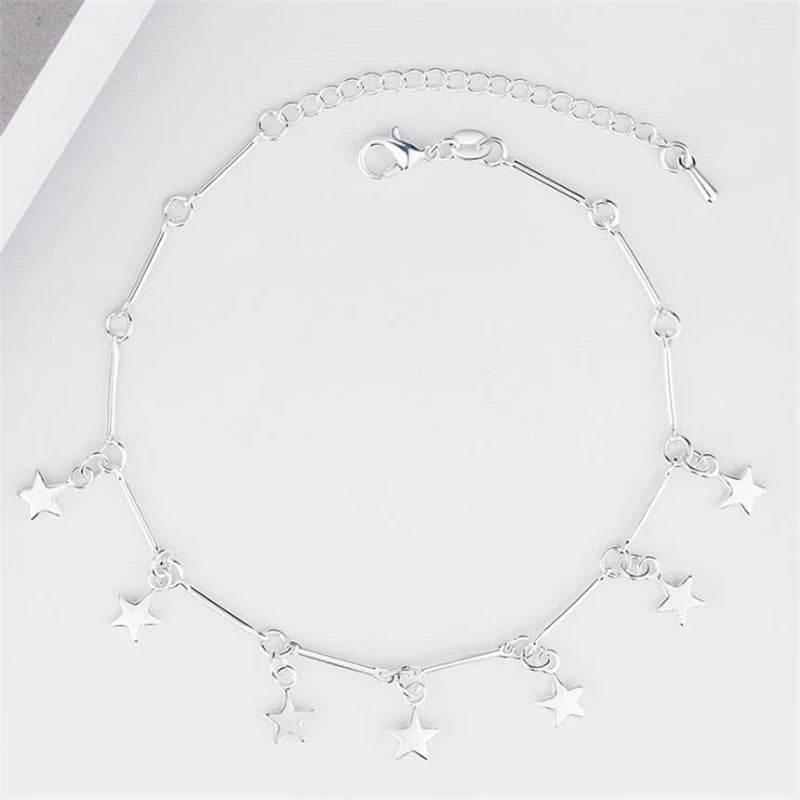 Sterling Silver Star Dangle Anklet - 1 pc