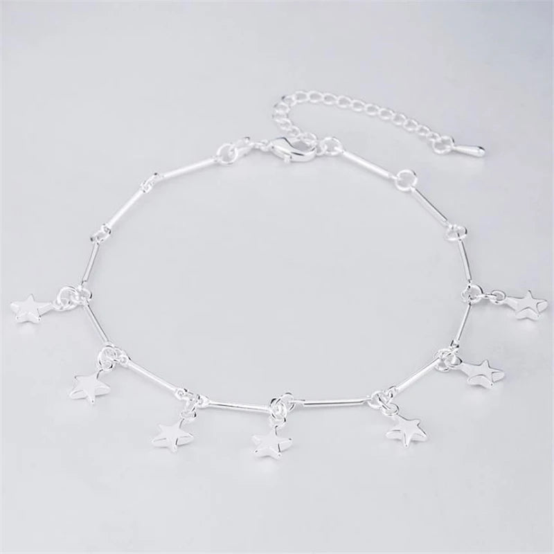 Sterling Silver Star Dangle Anklet - 1 pc