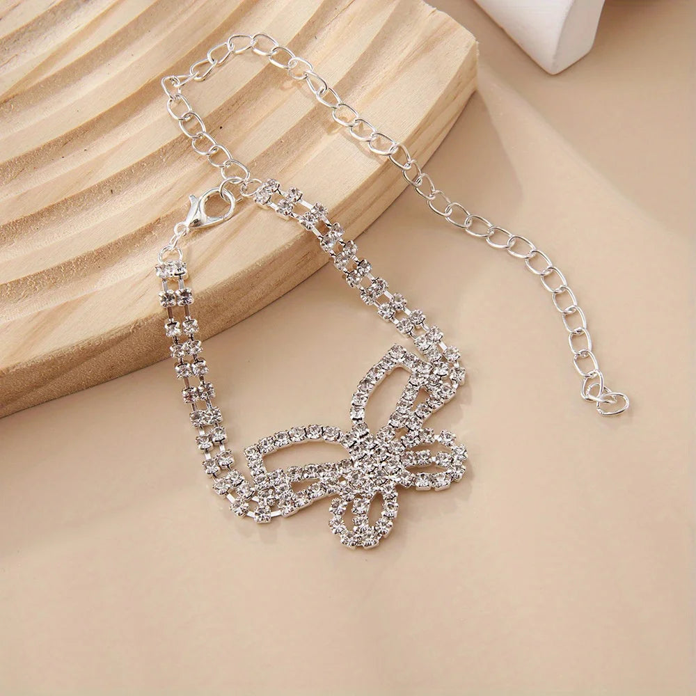 Rhinestone Butterfly Anklet