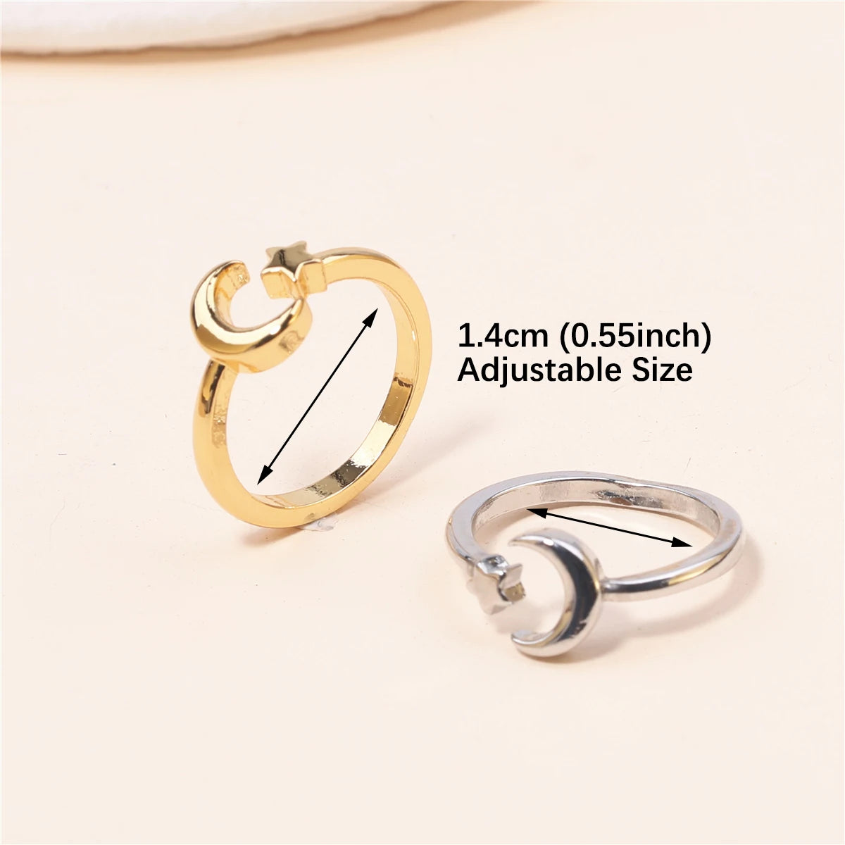 Adjustable Star Moon Gold/Silver Toe Ring - 1 pc