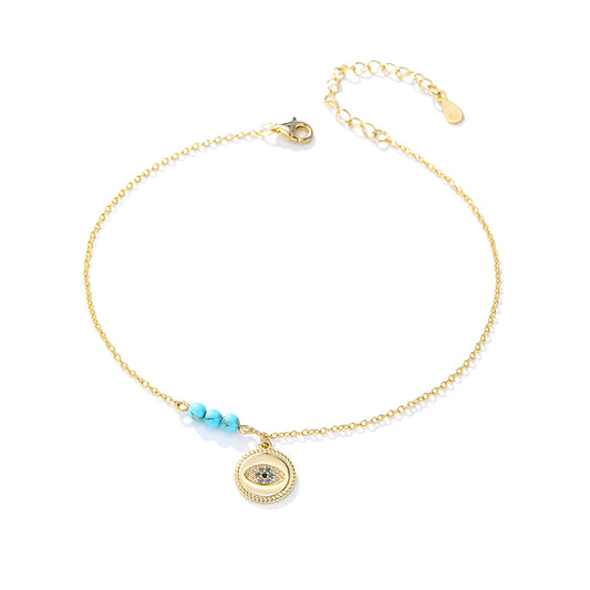 Evil Eye Dangle Gold/Silver Anklet - 1 pc