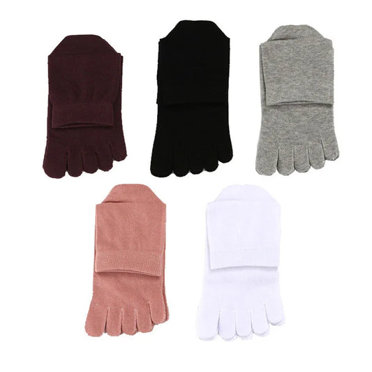 Women's Fashionable Cotton Deodorized Toe Socks - 5 Pair