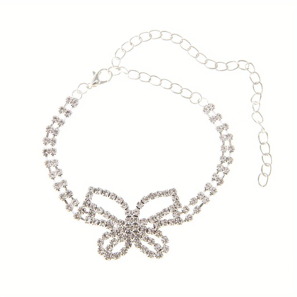 Rhinestone Butterfly Anklet