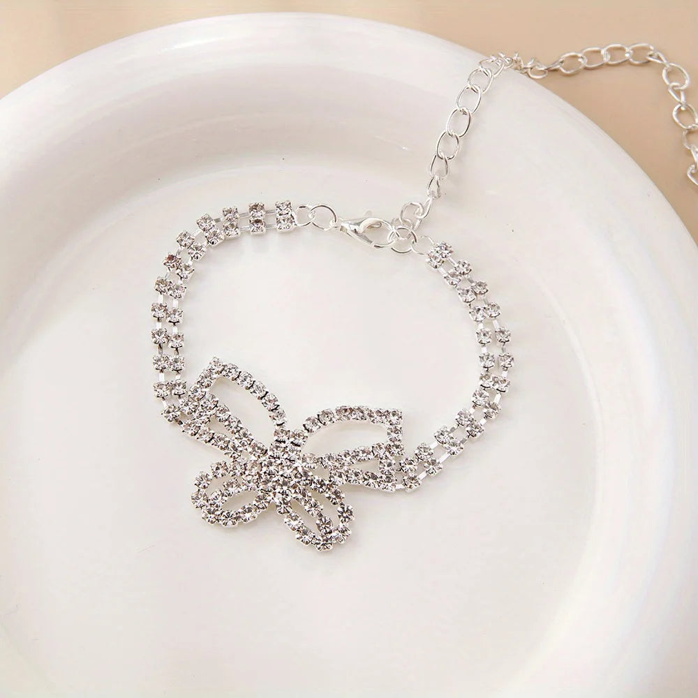 Rhinestone Butterfly Anklet