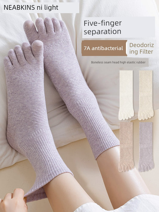 Women's Antibacterial Cotton Toe Socks - Assorted Pairs