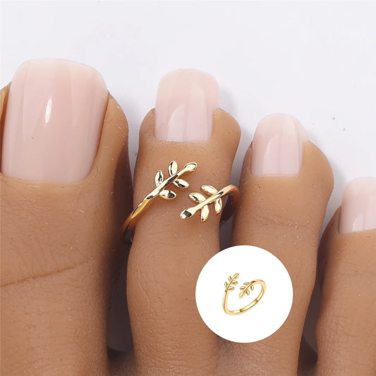 Adjustable Leaf Gold/Silver Toe Ring - 1 pc