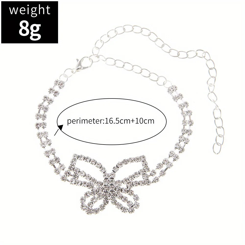 Rhinestone Butterfly Anklet