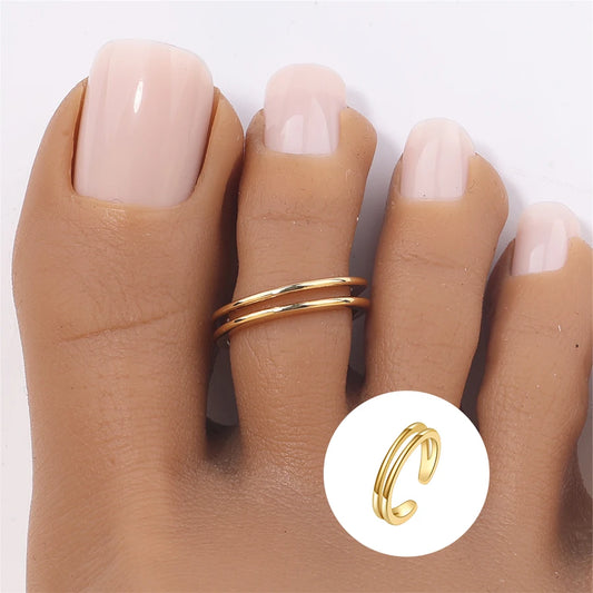 Double Hoop Gold/Silver Toe Ring - 1 pc