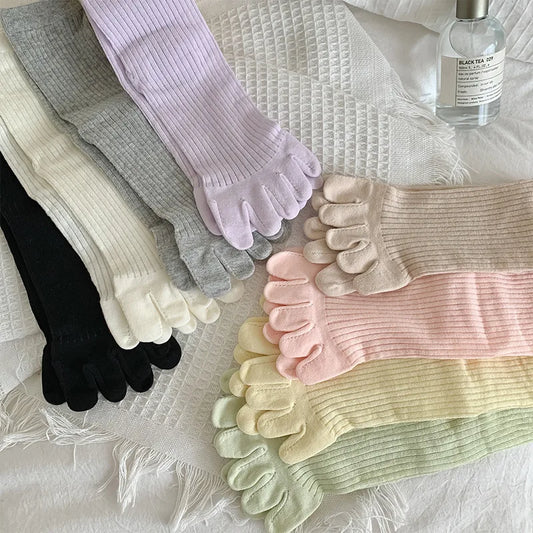 Women's Striped Cotton Candy Toe Socks -  1 Pair Assorted